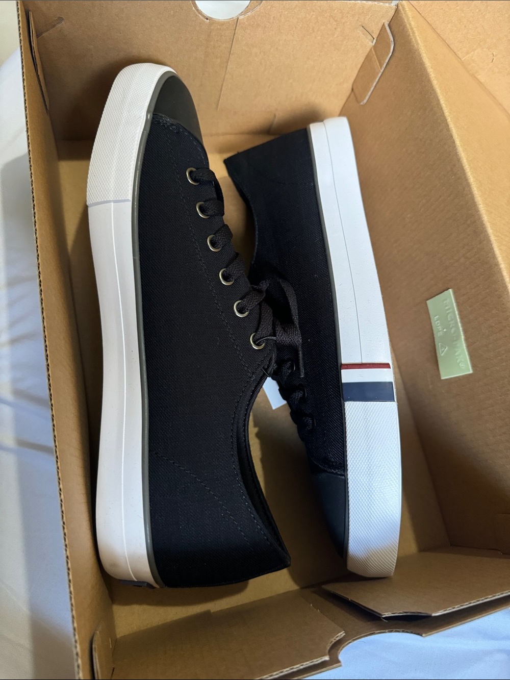 Ben Sherman Men's Black Canvas Low-Top Sneakers with White Midsole